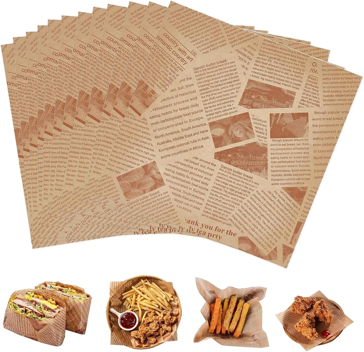 200 Vellen Bakpapier, 18x18cm Vetafstotend Voedselpapier, Deli Papieren