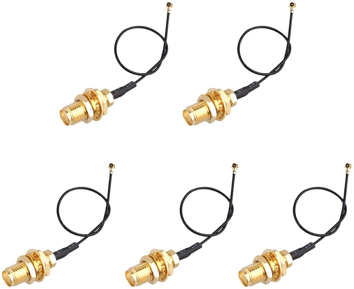 5 10 CM/3,94 inch Lengte SMA Vrouwelijke Bulkhead naar U.FL RF 0,81 IPX-4 MHF4 Mini PCI Pigtail Antenne Zwart WiFi Kabel Aerial Extension Connector voor Mini PCI naar PCIE Card Draadloze