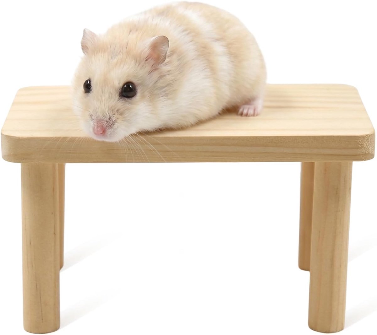 1 stuk houten platform voor kleine dieren, 14,7 x 7,8 x 9 cm, rek voor hamsterkooi, klim- en rustruimte, natuurlijke decoratie