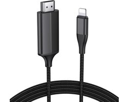 Lulaven HDMI-kabel voor i-Phone/i-Pad/i-Pod naar TV/Monitor/Projector, 2 m HDMI-converterkabel adapter kabel connector kabel compatibel met iPhone 14, 13, 12, 11, YouTube TV-uitgang, 1080P HD, Plug