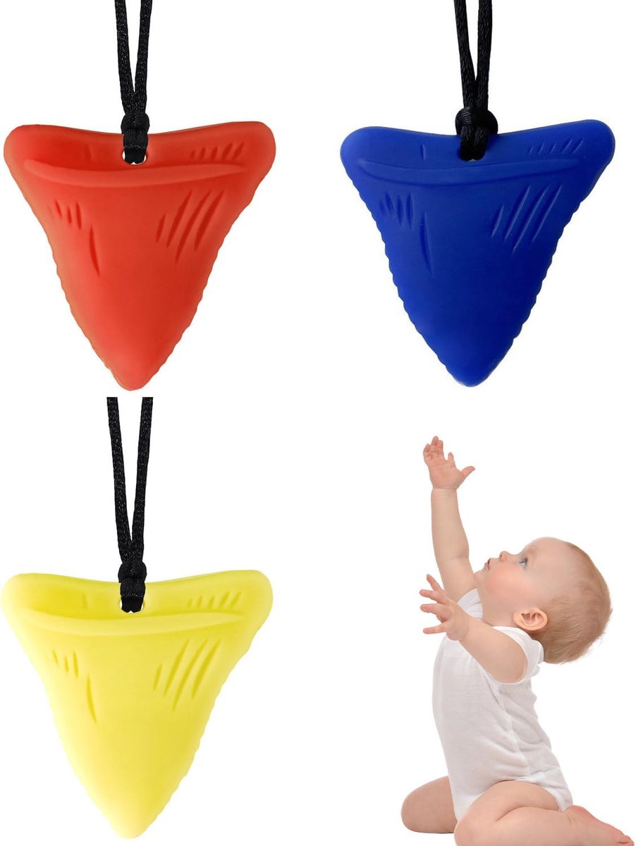 3 sensorische siliconen kauwhalsbanden voor kinderen, ADHD, autisme, BPA-vrij voor volwassenen, tanden, concentratie en anti-angst.