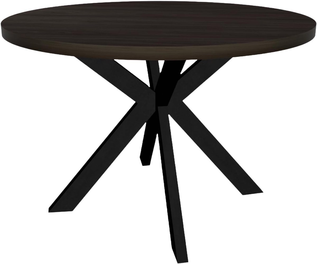 Eettafel Sanne rond 120cm donker walnoot melamine ronde tafel
