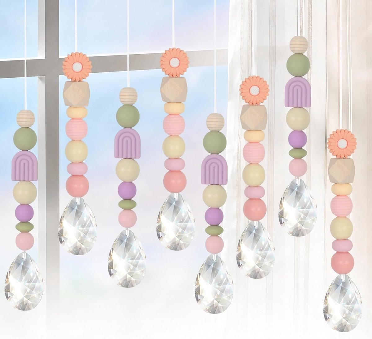 Zonnevangers knutselset, Suncatcher voor raamdecoratie, hangende zonnevanger, raam, lichtvanger, doe-het-zelf set, creatieve activiteit voor groepen met 38 mm kristallen hanger