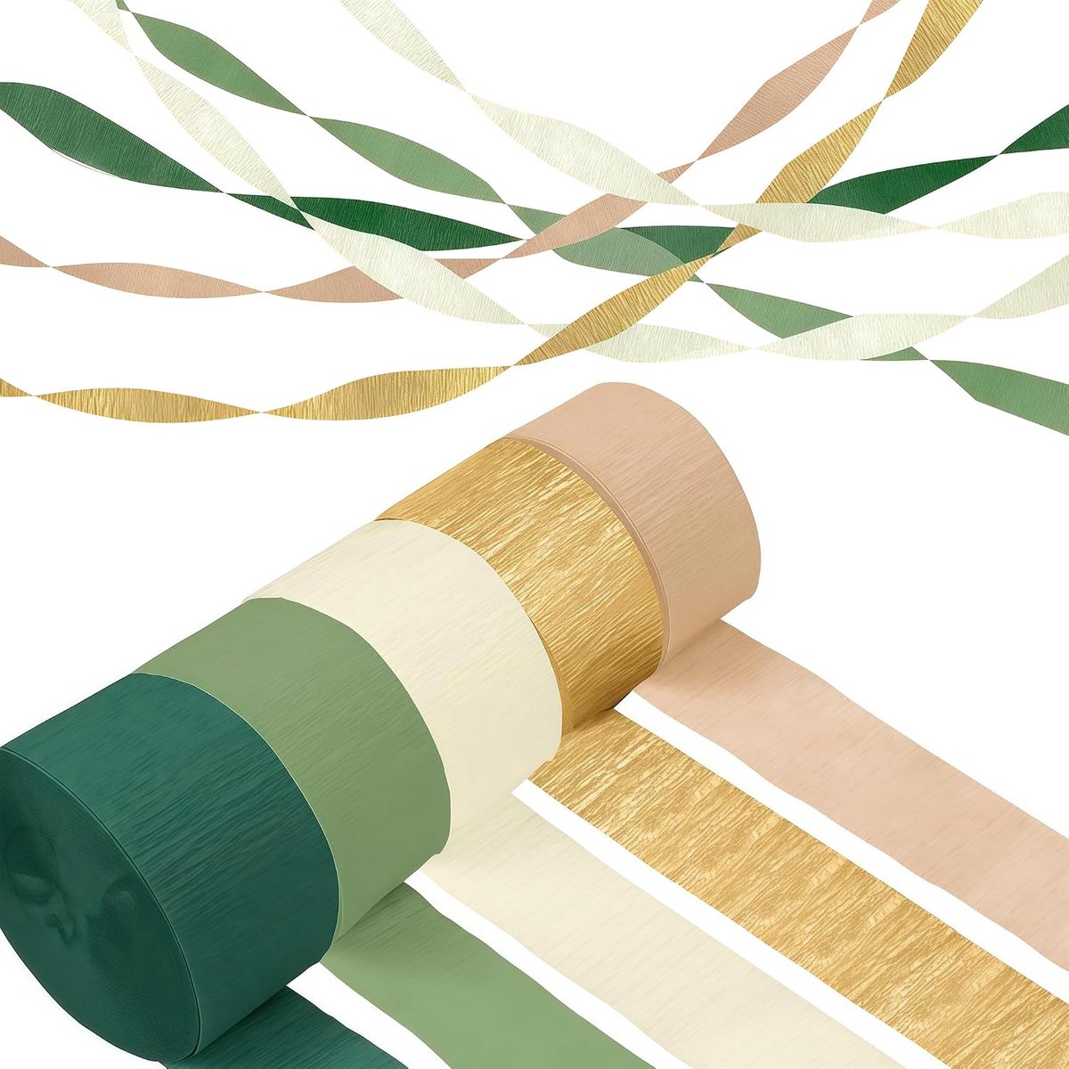 5 rollen kreppapier feestversiering voor deco bruiloft | Bruiloftsversiering Feestversiering Krepband saliegroen bruiloftsversiering