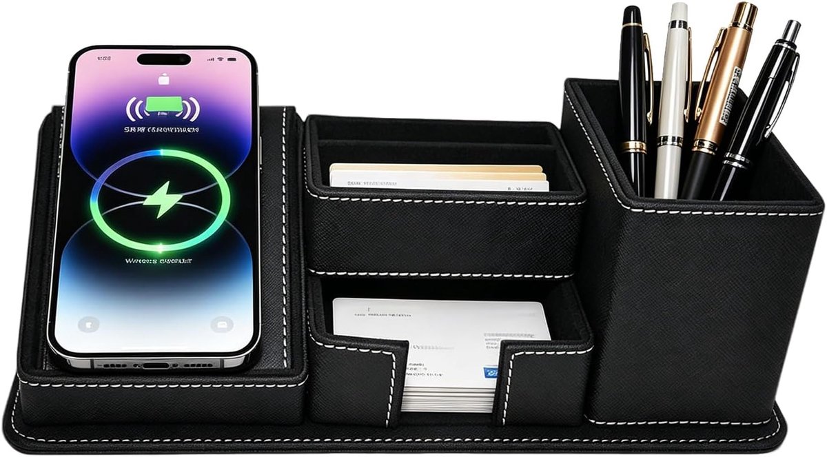 2-in-1 bureau-organizer met draadloze 10 W oplader