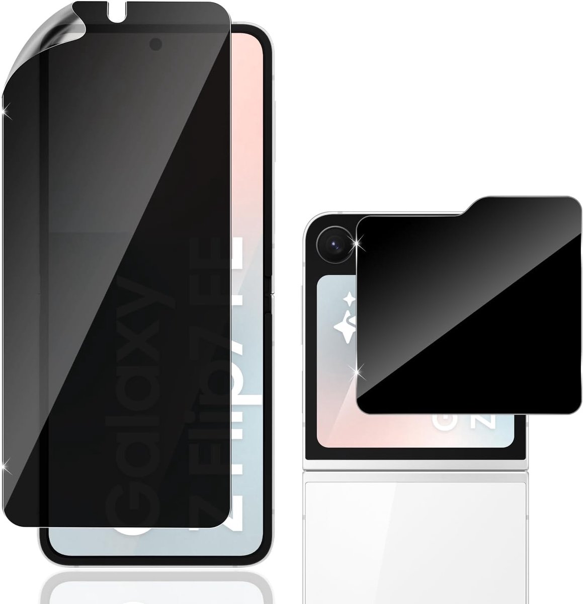 Beschermfolie voor Samsung Galaxy Z Flip 7 FE/Flip7 FE 5G/Flip 6, privacyfolie, pantserglas, 2 stuks, anti-spy privacy-privacyfolie, bescherming, zwart, privacy, veiligheidsglas