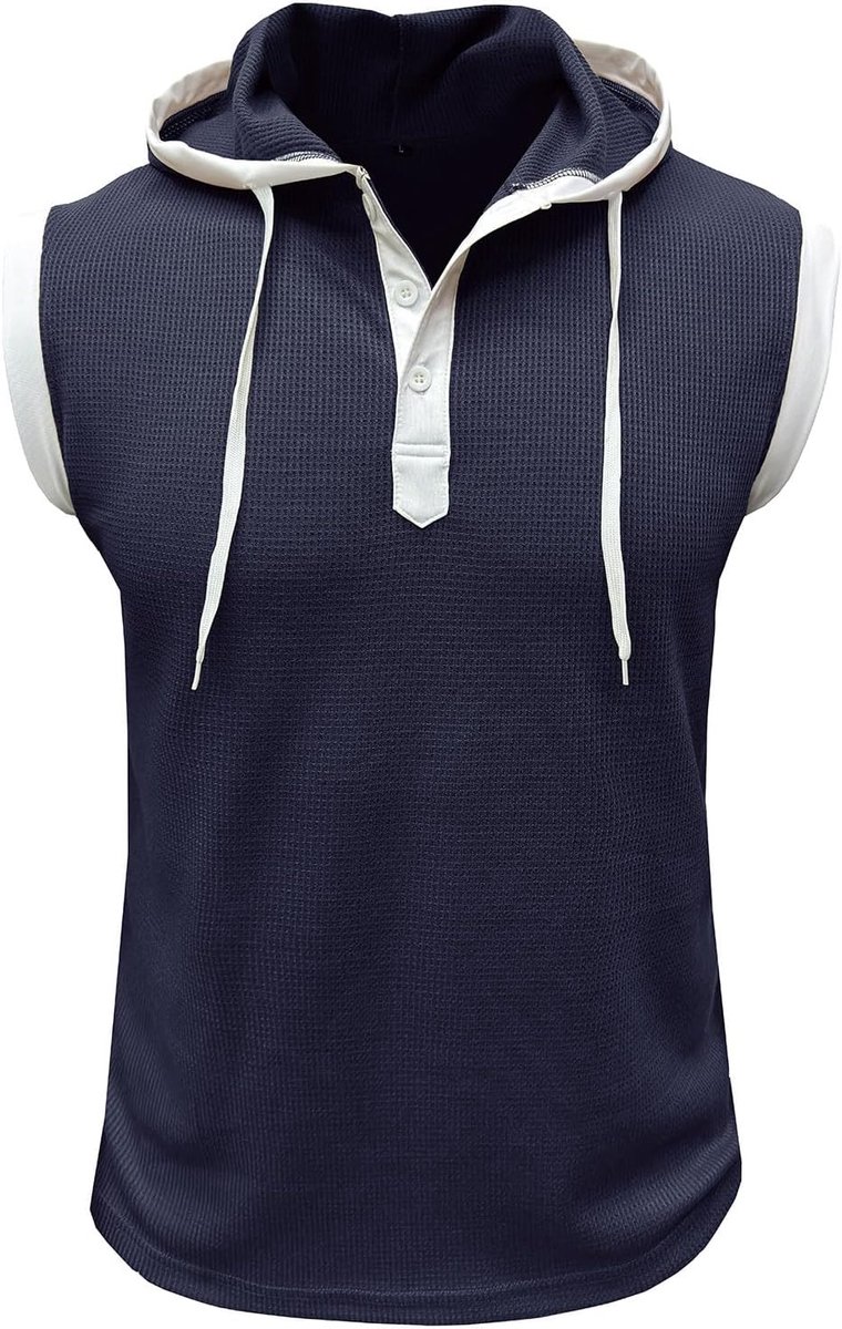 Gymnastiekvest voor heren, trainingsvest zonder mouwen, zwaar, zomersport, fitness, vest met capuchon voor heren