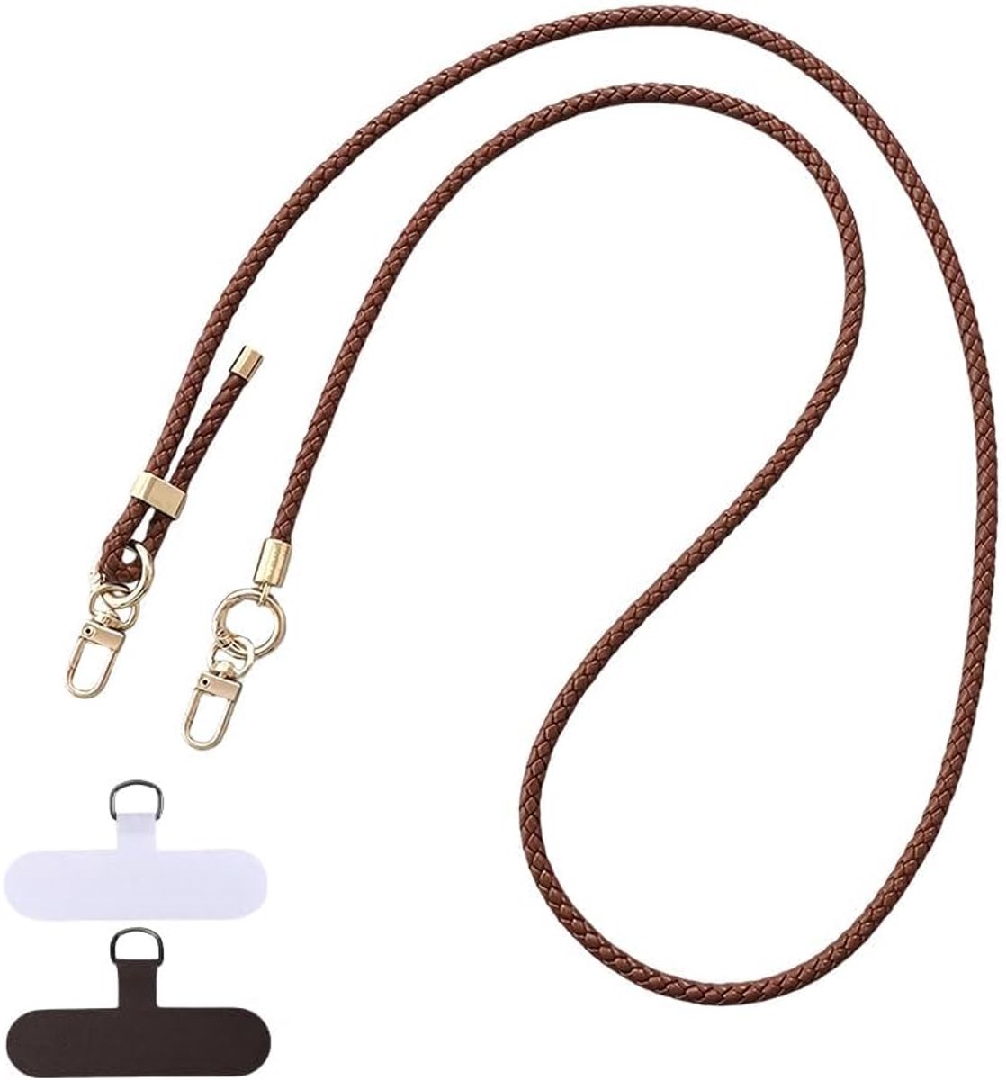 Schouderriem voor mobiele telefoon, met universele patch, koord voor smartphone, bevestiging voor halsketting, mobiele telefoon, 2 stuks