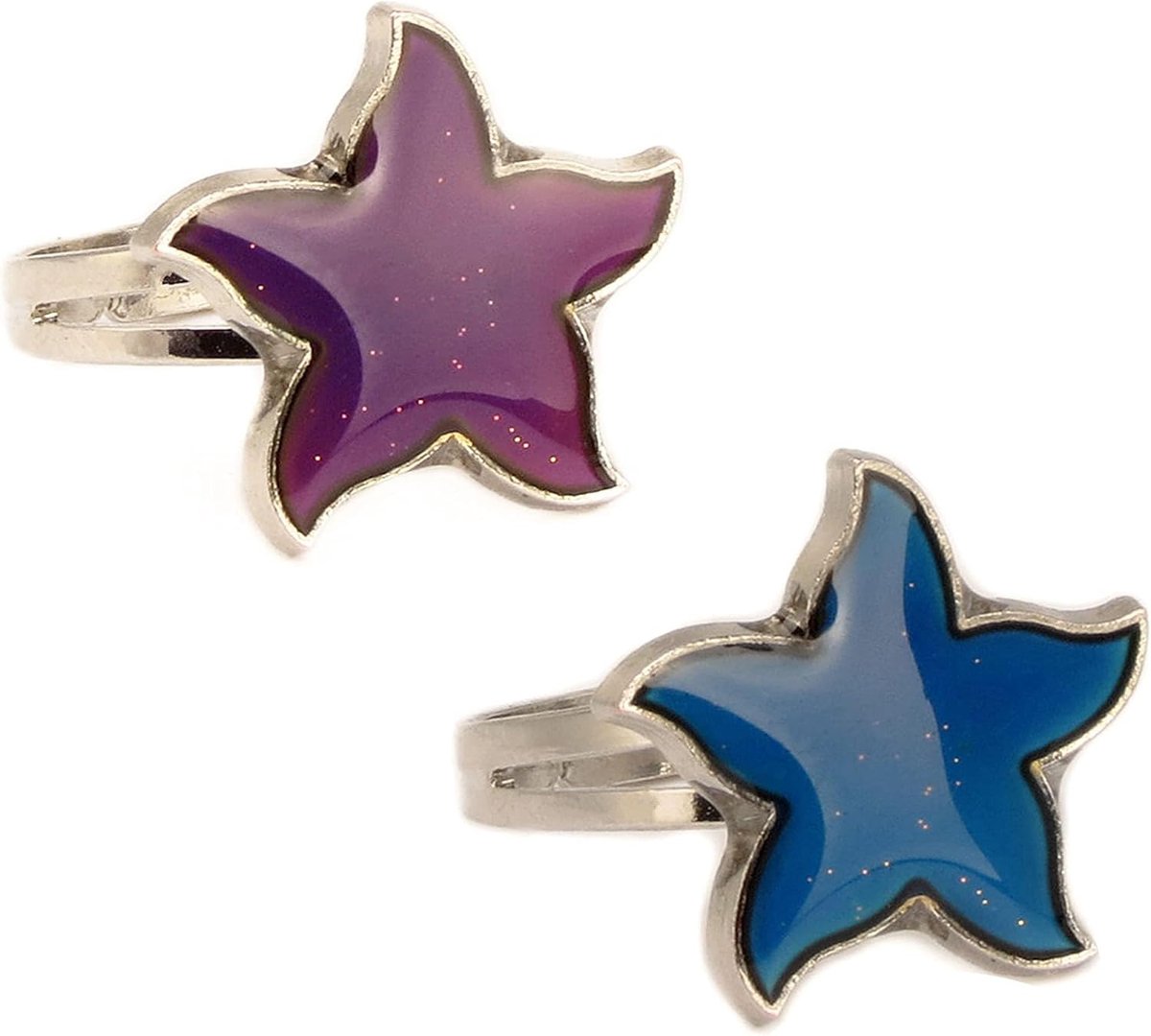 2-delige zeester stemmingsring retro stijl verstelbare ring geschikt voor koppels en vrienden maat geschikt voor iedereen