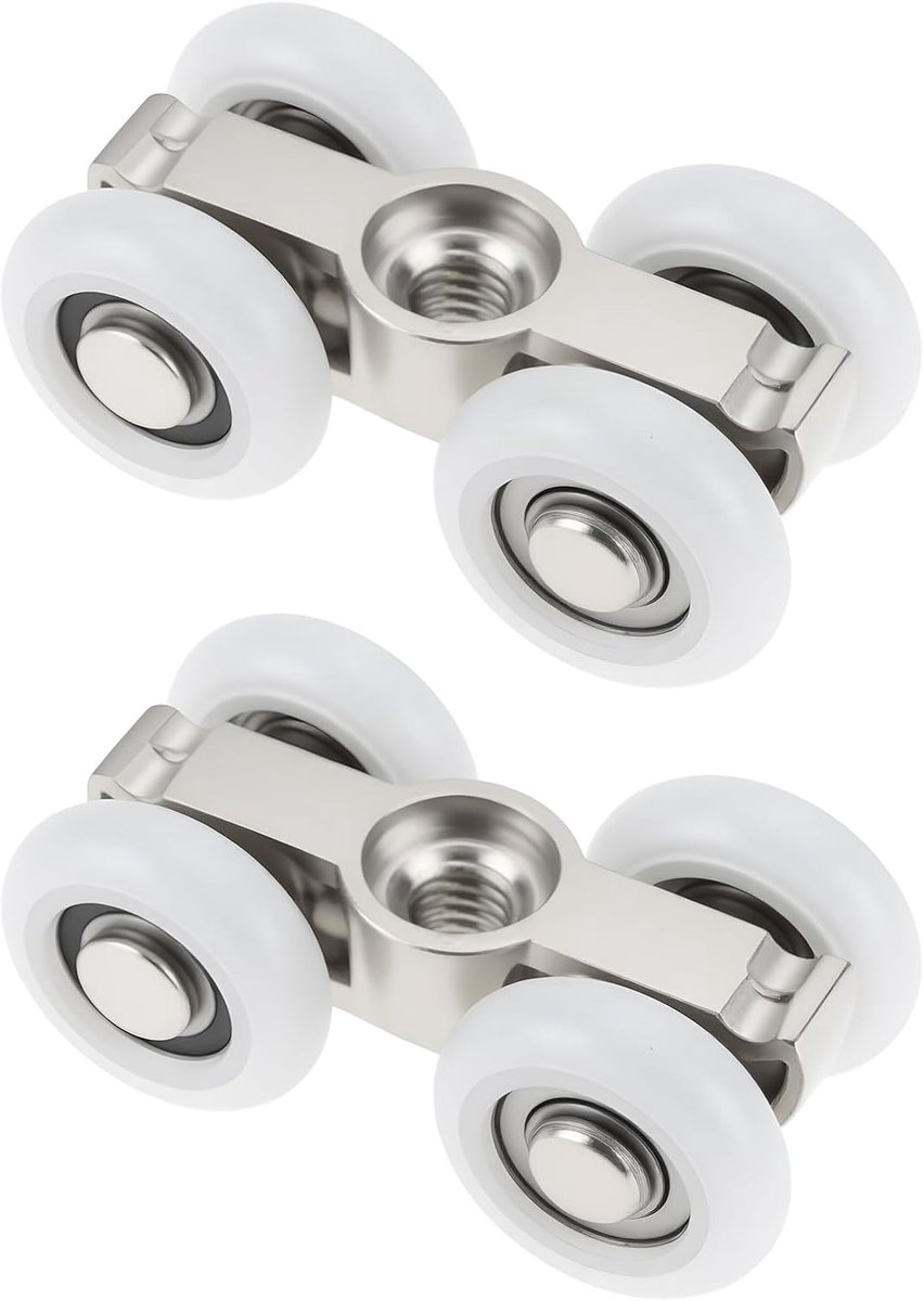 Store 2X Zinklegering Nylon Schuifdeur Wiel L46 x W21.5mm Geschikt voor Douche Glazen Deur Silent Schuifwiel