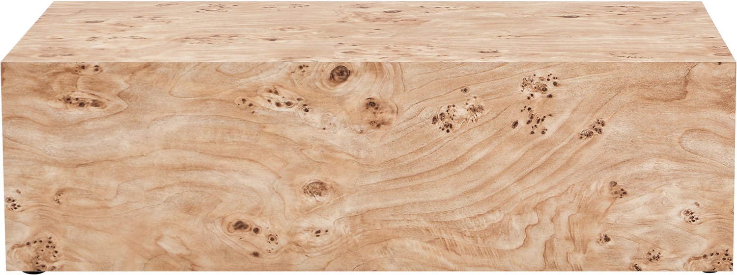 SONNENH Salontafel - Licht wortelhoutmotief op MDF - Rechthoekige blokvorm - 90 x 50 x 30 cm Lichte natuurlijke houtlook met onregelmatige nerftekening