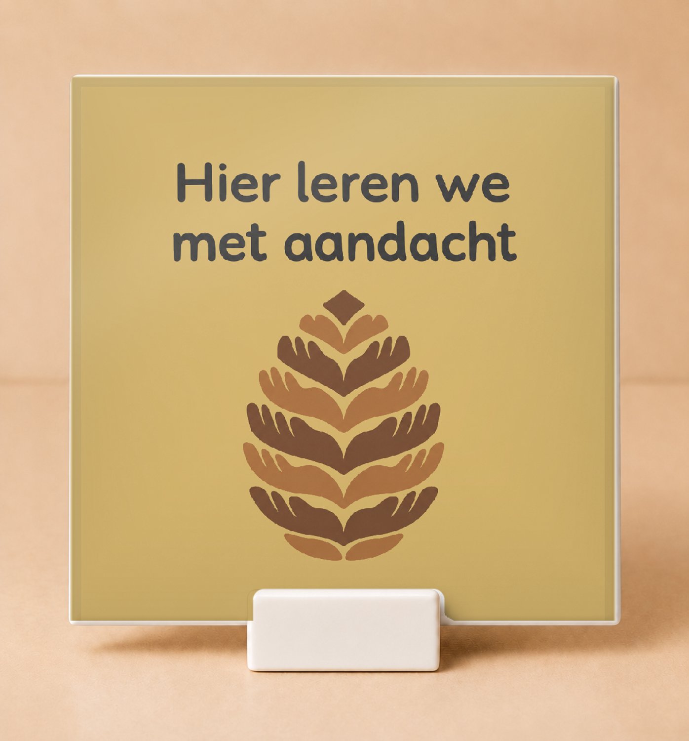 Bedruk King Rustieke Meester van de telefoonvrije klas Tegel – Boho wanddecoratie met zachte vormen voor aandachtige leerkrachten - 15 x 15 cm met houder Wit