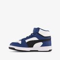 PUMA Rebound Slam Mid, hoge sneaker in wit, blauw en zwart met klittenbandsluiting.
