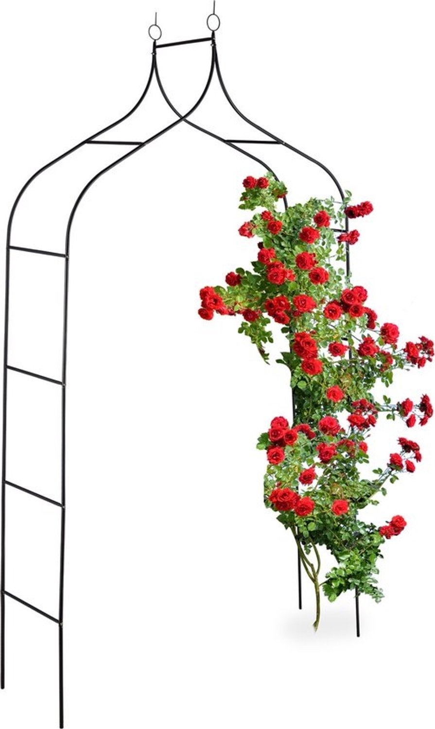 Metalen tuinboog - 255 x 140 x 38 cm - steun voor klimplanten - weerbestendig - zwart