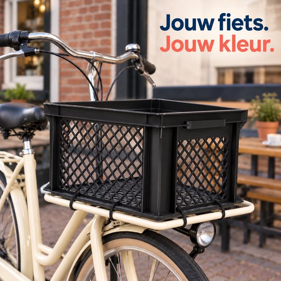 Dutch Standard Fietskrat – 26 Liter – 40 x 30 x 22 cm – Kunststof – Voor Voordrager – Zwart — afbeelding 3