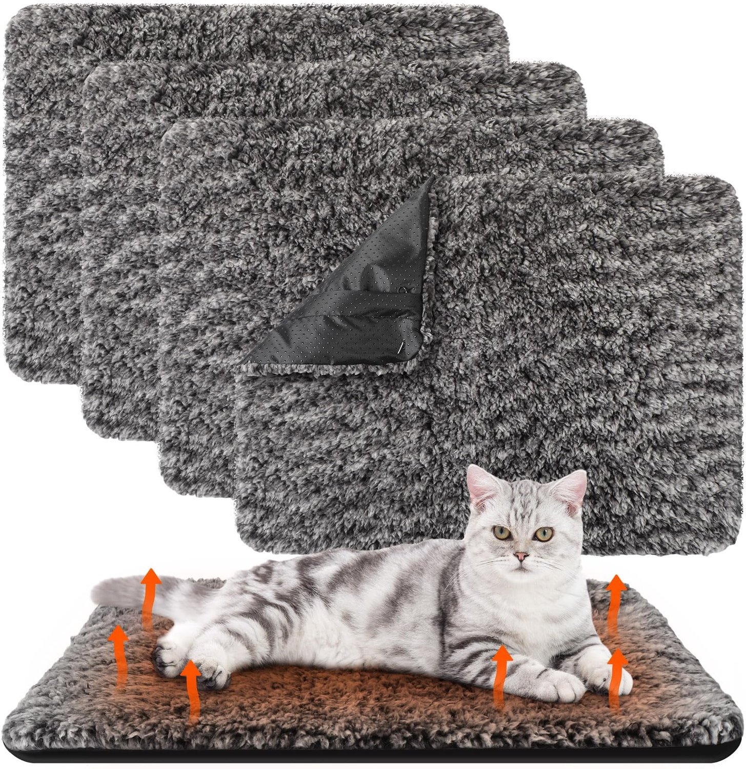 Famanu – Zelfverwarmende kattendekens set van 4 met wasbare huisdierdekens 40x50 cm
