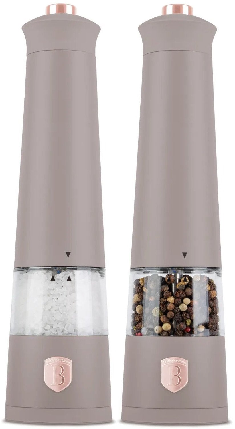 Berlinger Haus Elektrische Peper- en Zoutmolen Set Taupe - Keramische Molen - 2-Delig