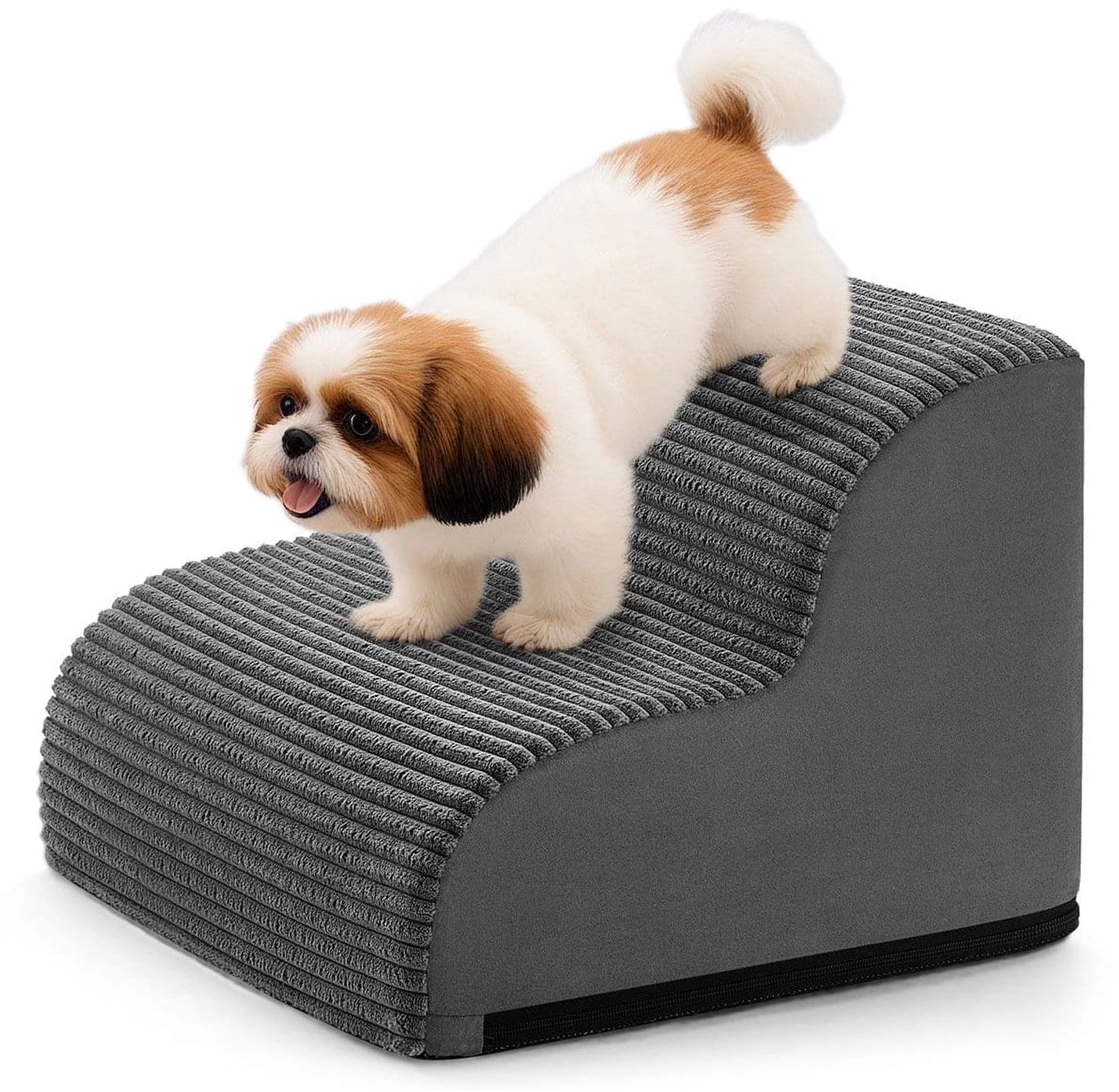 Klarven® Hondentrap voor Kleine Honden - Wasbare Hondentrap - Hondentrapje voor Honden - Leigrijs - Afneembare Wasbare Hoes - Zachte Treden