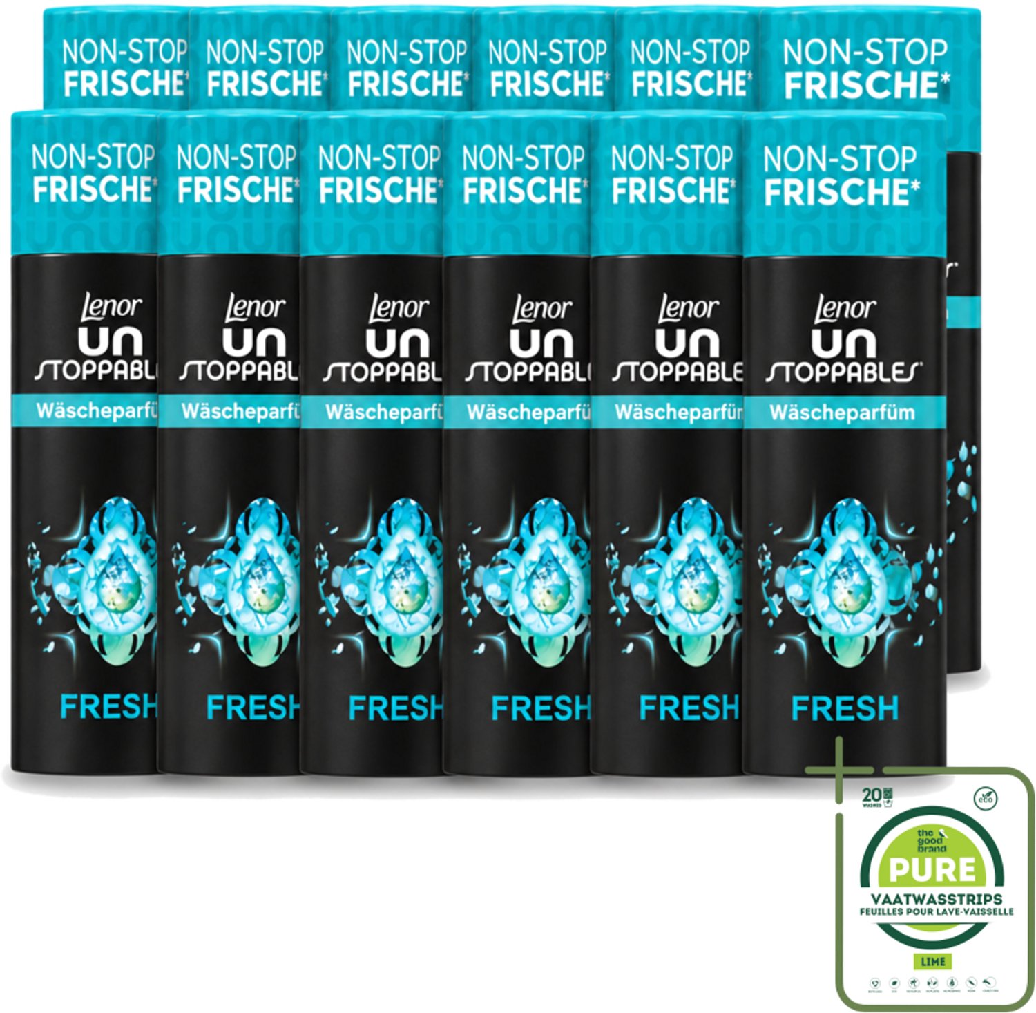 12 x Lenor – Geurbooster – Fresh – 12 Wasbeurten – 160 g - Grootverpakking - Vaatwasstrips - Geurbooster - Wasgeur - Frisheid - Wasmachine - Wasgoed