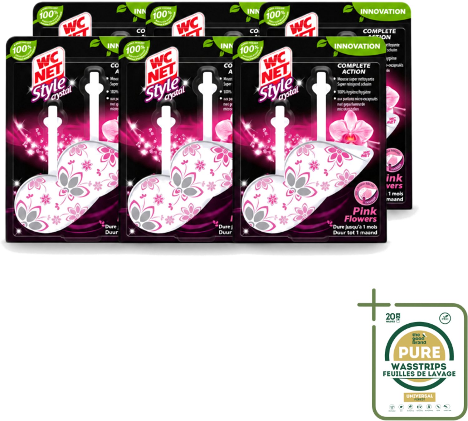 6 x WC Net - Toiletblok - Frisse Bloemen - 2 Blokjes - Wasstrips - WC Net - Toilet Net - Toilet Blok - Hygiëne - Frisse Geur