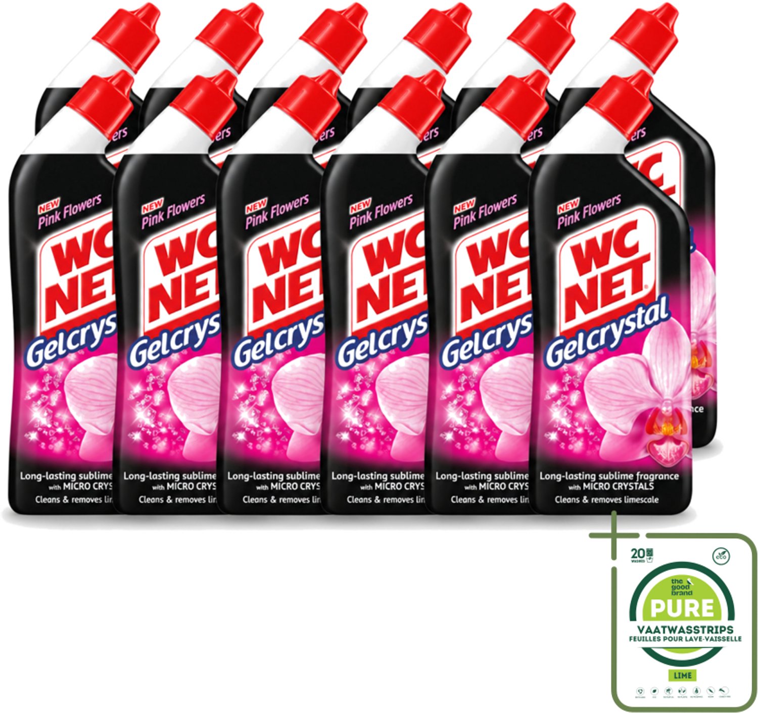 12 x WC Net - Toilet Reiniger - Gel - Frisse Bloemen - 750 ml - Grootverpakking - Vaatwasstrips - WC Reiniger - Toilet Reiniger - Toilet Reinigen - Toilet Reiniger Gel - Bloemengeur Toilet