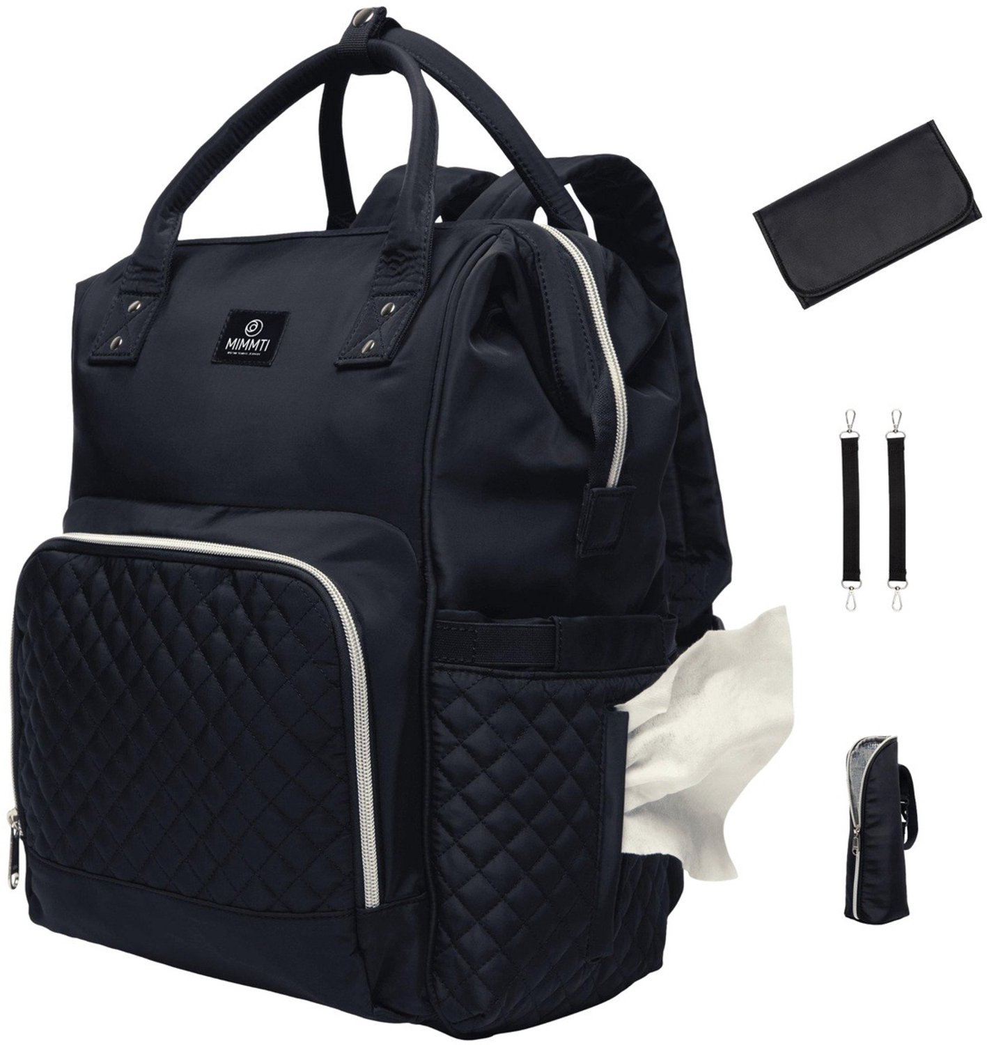 Bol.com MIMMTI Luiertas Rugzak met Verschoonmatje - Blijft vanzelf open - 21 L - Incl. flessenwarmhouder en kinderwagenclips - Z... aanbieding