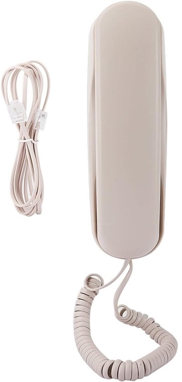Vaste telefoon - Telefoon voor thuis - Communicatie - Tafel- en wandmontage - Compact formaat - Beige