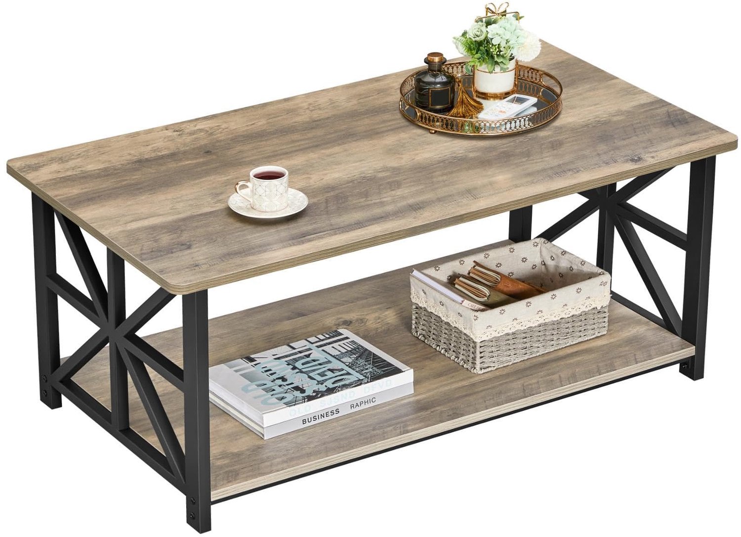 Salontafel - 100 x 52 x 47,5 cm - 2-laags - Grijs