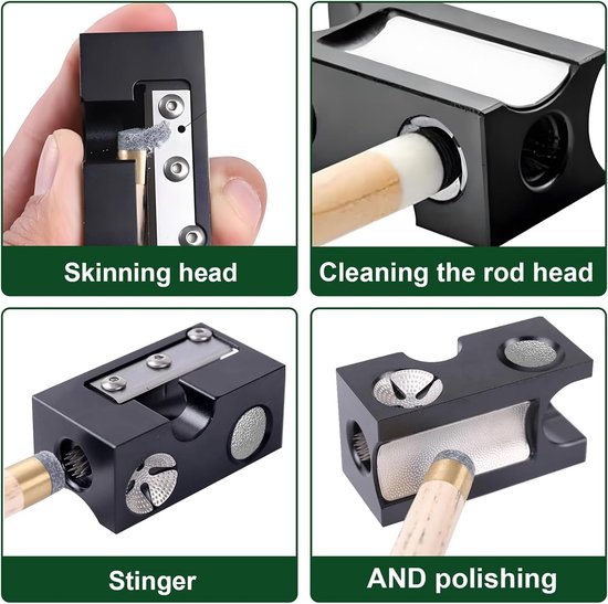 Biljartkeu Spitzen Reparatieset - 8-in-1 Multifunctioneel - Slijper en Vervanger - Voor Perfecte Keu-Spitzen - m-winkel — afbeelding 3