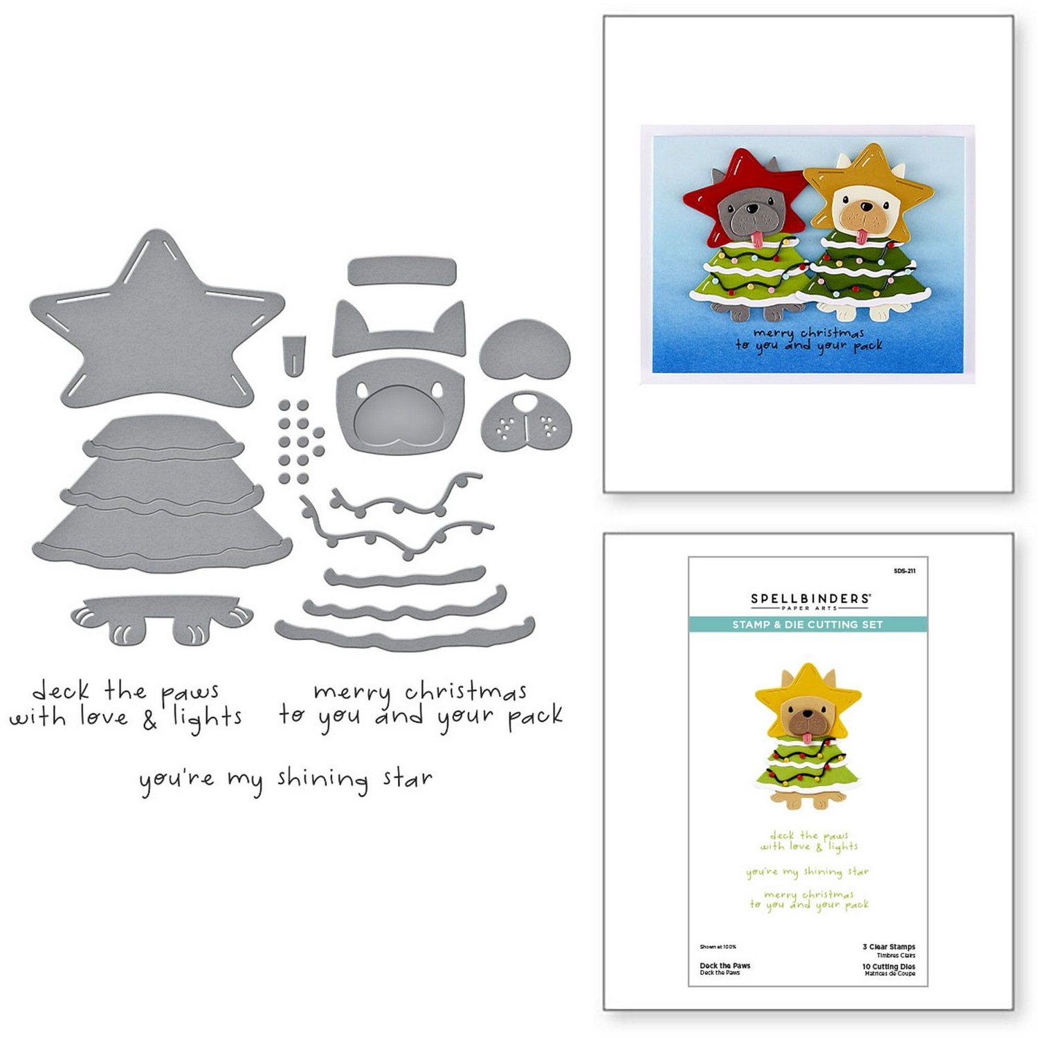 Spellbinders Clear Stamp & Snijmal - Deck the Paws - 13 st.