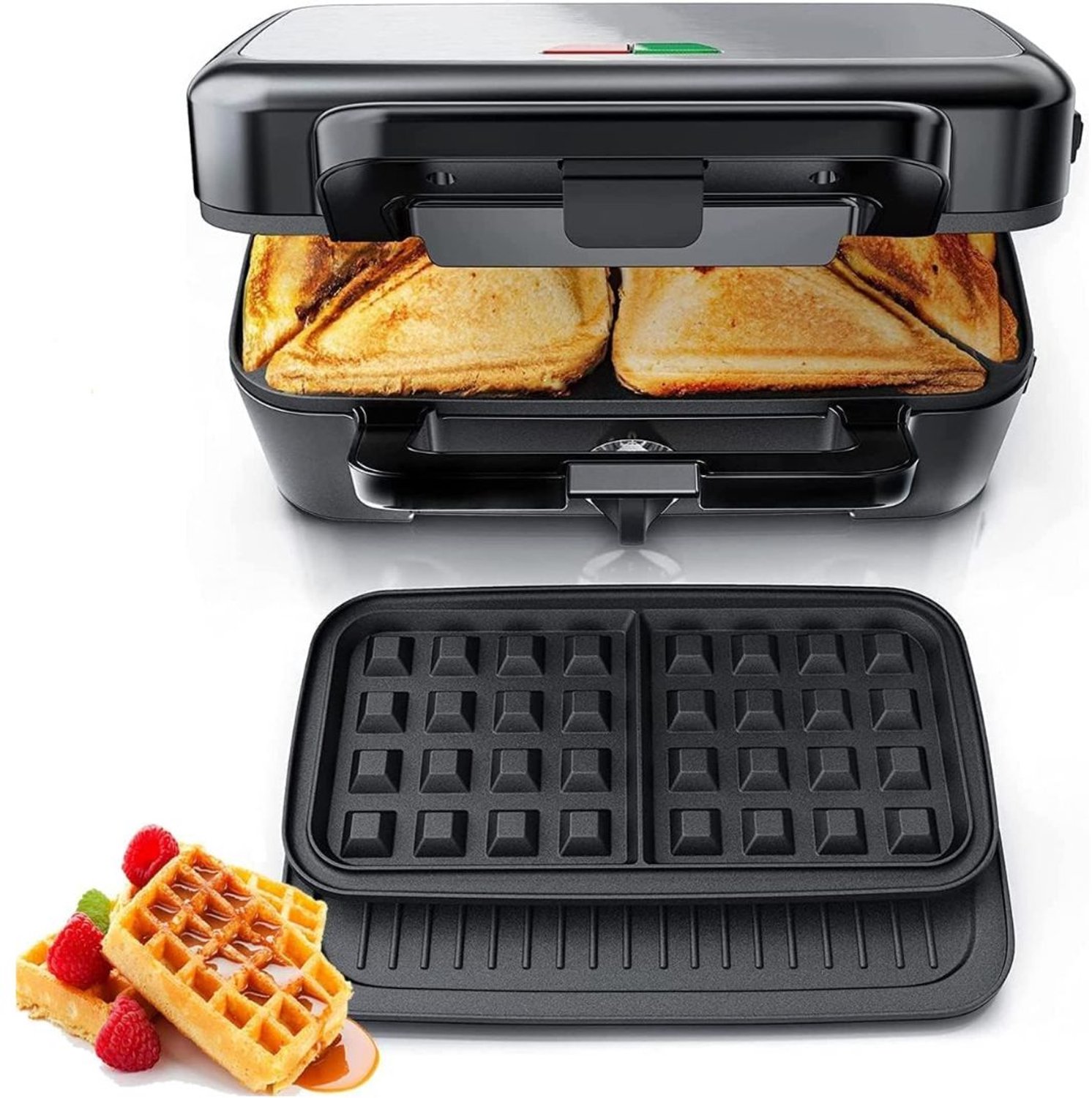 Zolvano® Wafelijzer met verwisselbare platen - Wafelijzer -Zwart