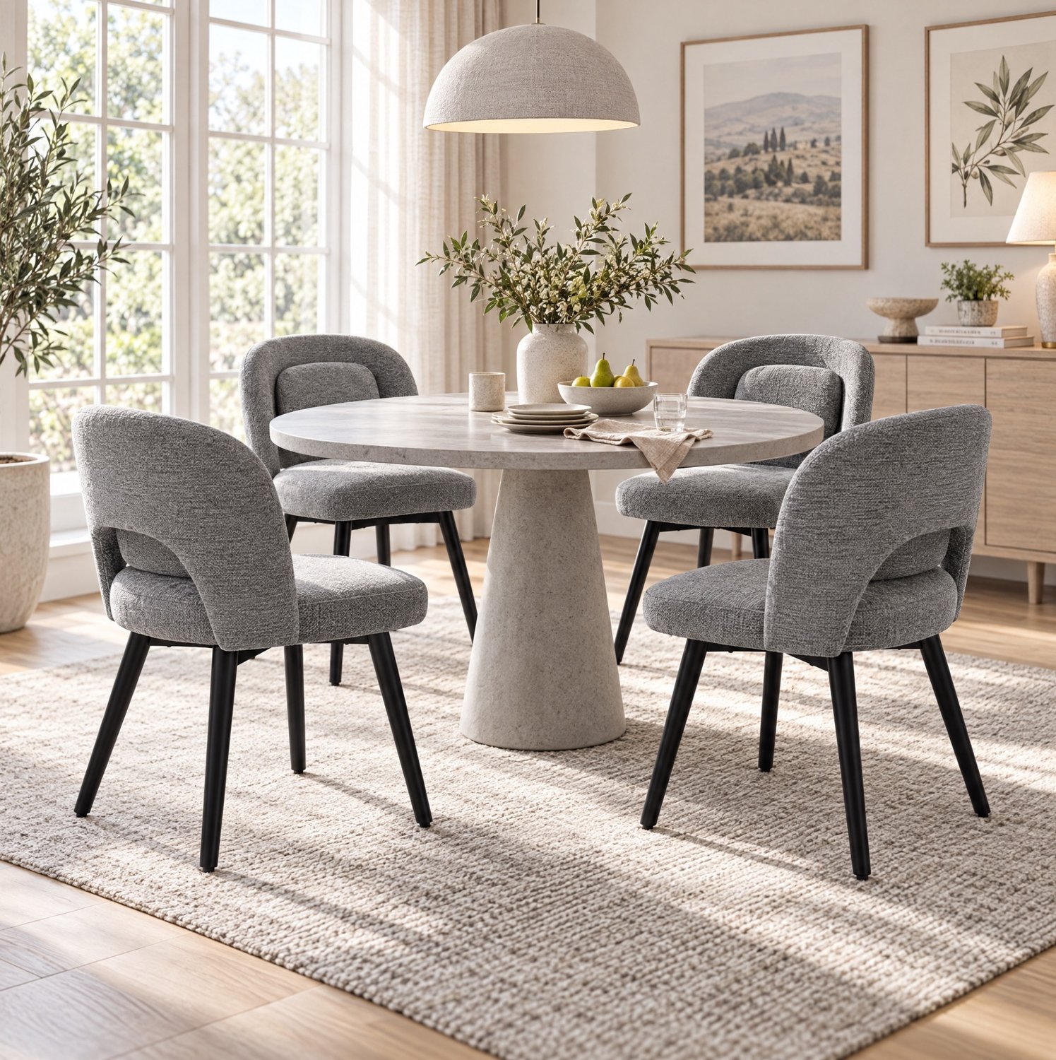 DESMIU Eetkamerstoel 46 x 46 x 77,5 cm - 360 Graden Draaibaar - Set Van 2 Voor Eetkamer, Keuken En Woonkamer - Velvet En Hout Grijs