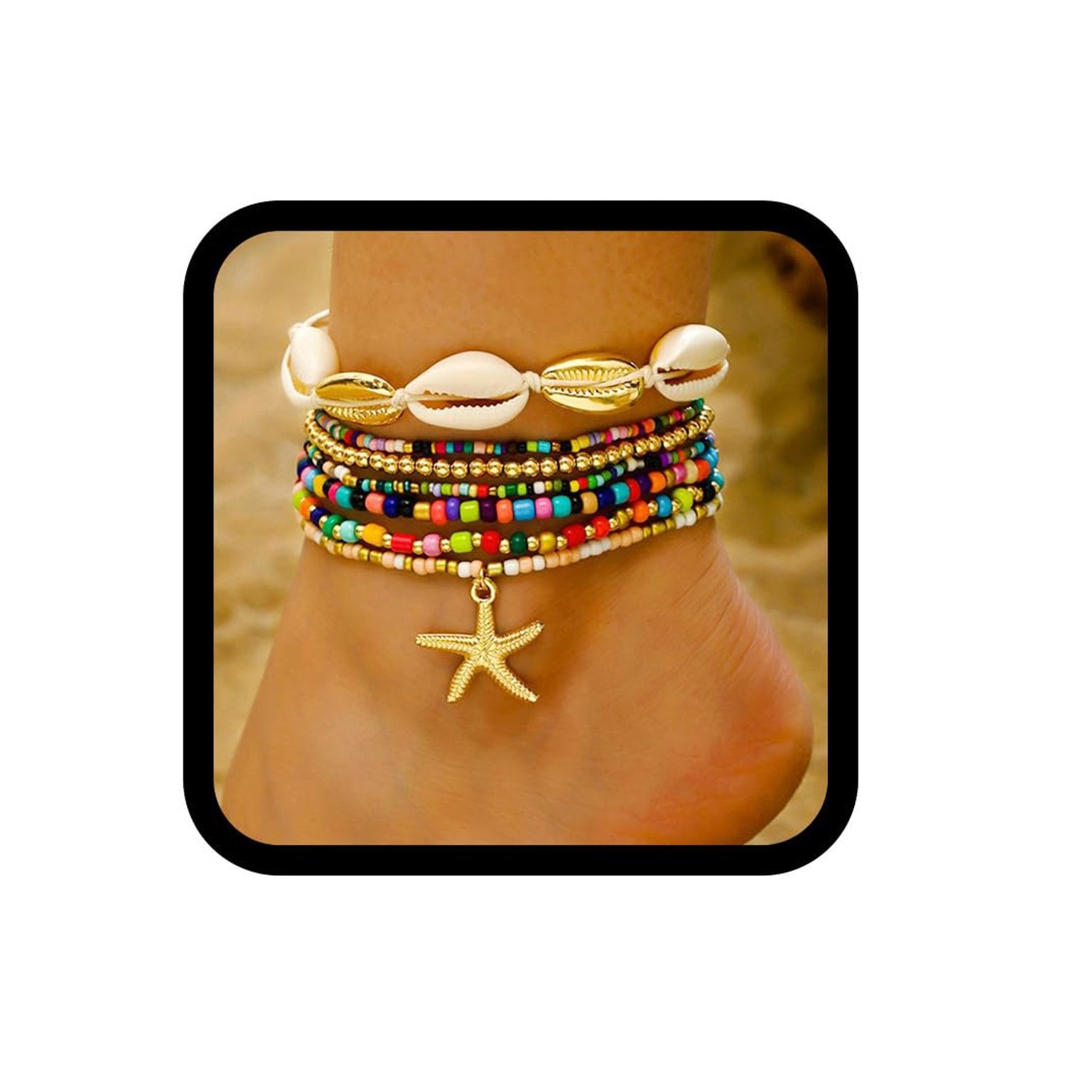 Enkelbandje Gelaagd - Goud - Kralen - Trendy strandaccessoire voor vrouwen - ServiceTopper