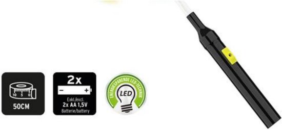 Cepewa Lampionstokje - 6x - met 4 LED lichtjes - excl. batterijen - 50 cm - zwart — afbeelding 4