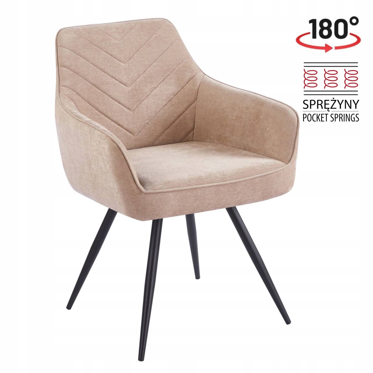 Furnitex K43-FX - Draaibare eetkamerstoel - Cappuccino - Wind 11 - Automatische terugkeer