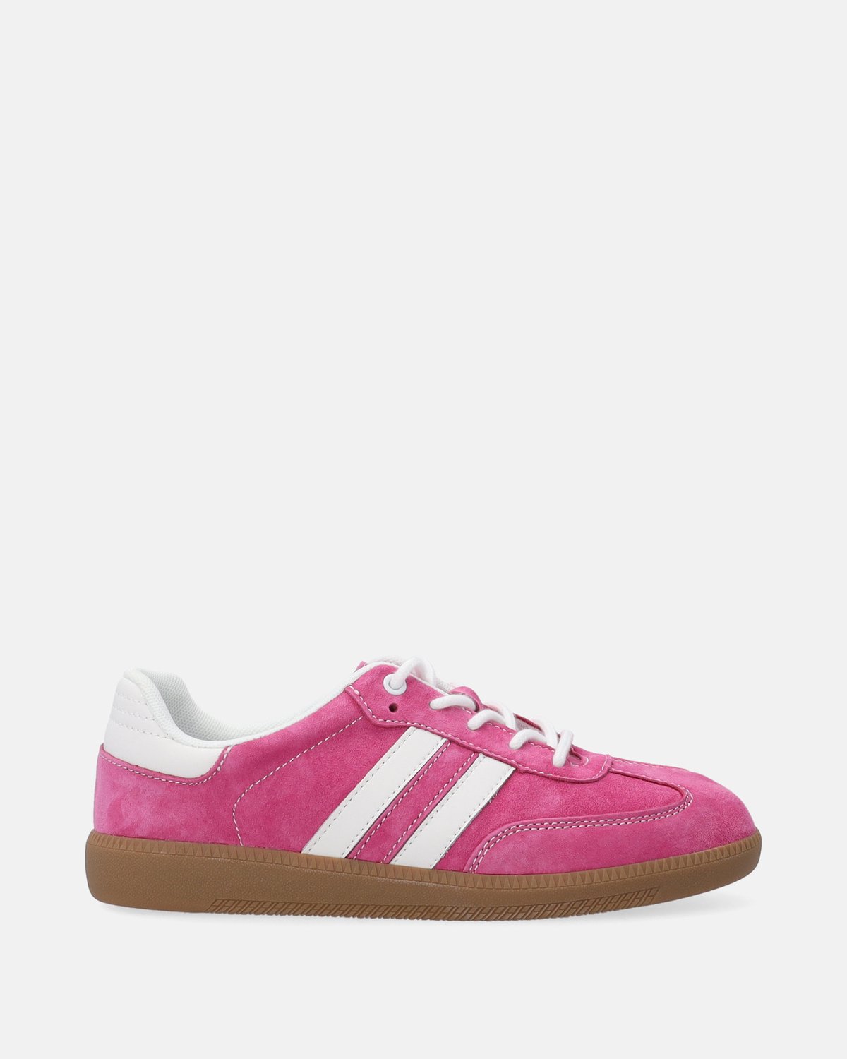 Roze Retro Dames Sneakers - Suède Bovenwerk - Platte Zool