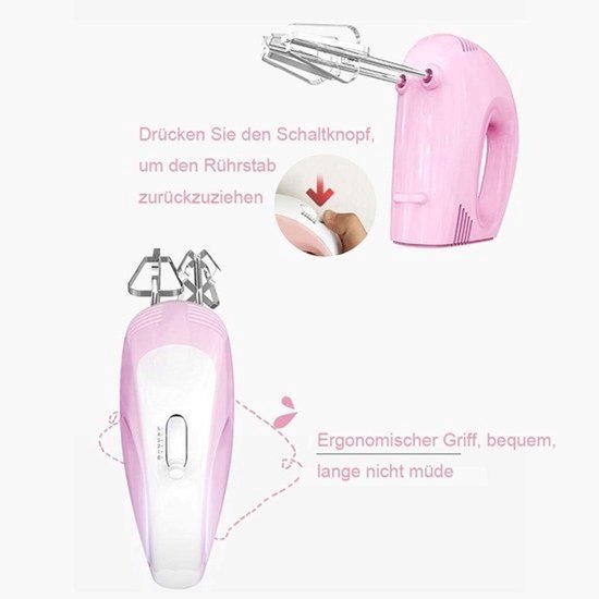 Elektrische mixer voor handgebruik 120W - 5 instelbare snelheden - 2 mengstaven - roze — afbeelding 2
