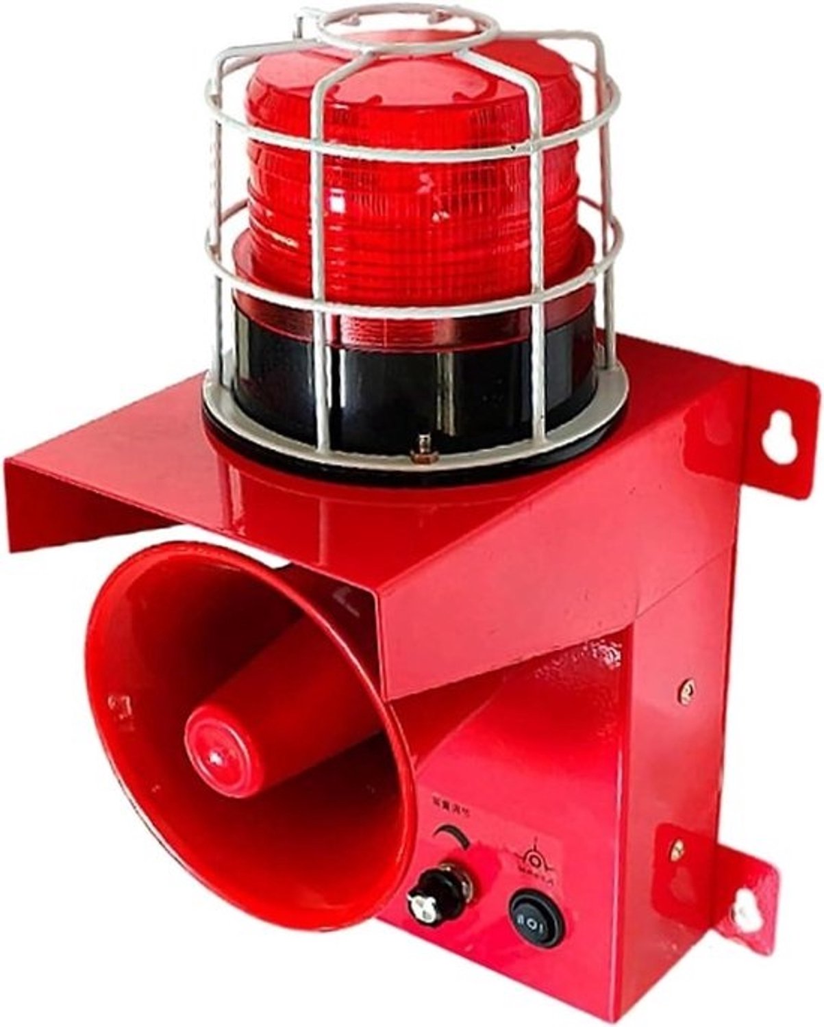 Sirenehoorn toren - Geluids- en lichtalarm - Beveiliging voor fabriek - Instelbaar volume 130DB - IP65 weerbestendig - Metaal grijs