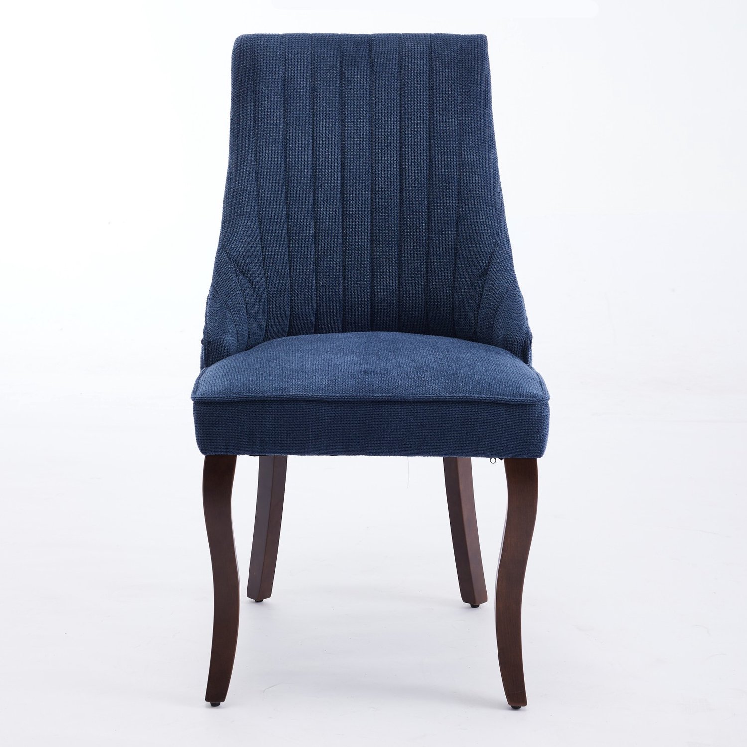 SONNENH Eetkamerstoelen set van 2 - Blauwe stoffen bekleding en massief houten onderstel - Hoge rugleuning