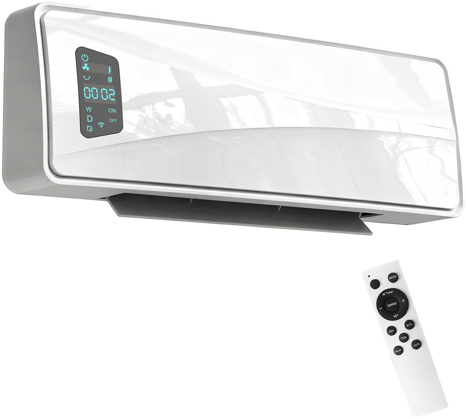 TEKROA® Elektrische kachels – Keramische wandkachel - van 2000 W met 3 standen - instelbare temperatuur - timer - afstandsbediening - wit