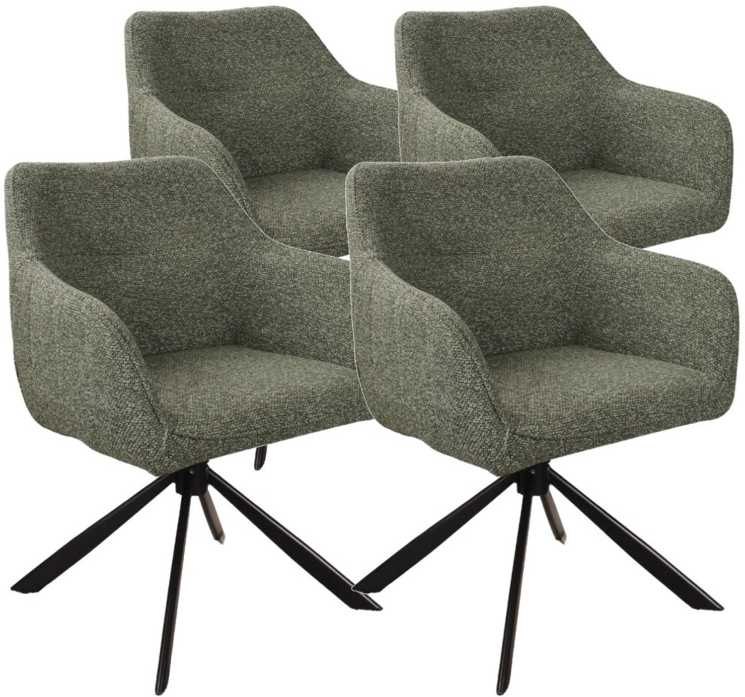 DS4U - - Seff armstoel met terugdraaifunctie - Set van 4 - Groen - Stof