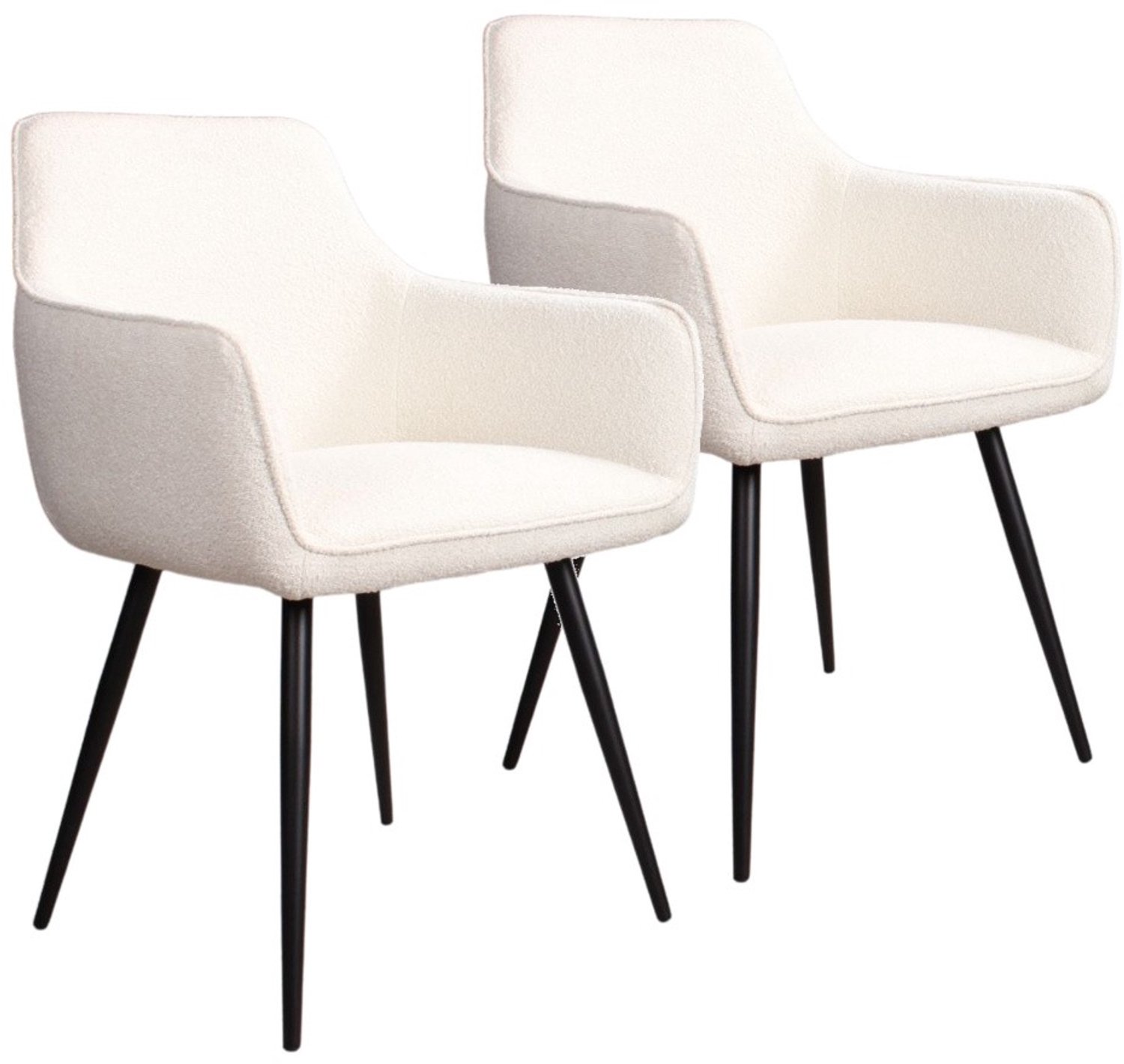 DS4U - - Ravi 3.0 eetkamerstoel - Set van 2 - Wit - Boucle - Met armleuning