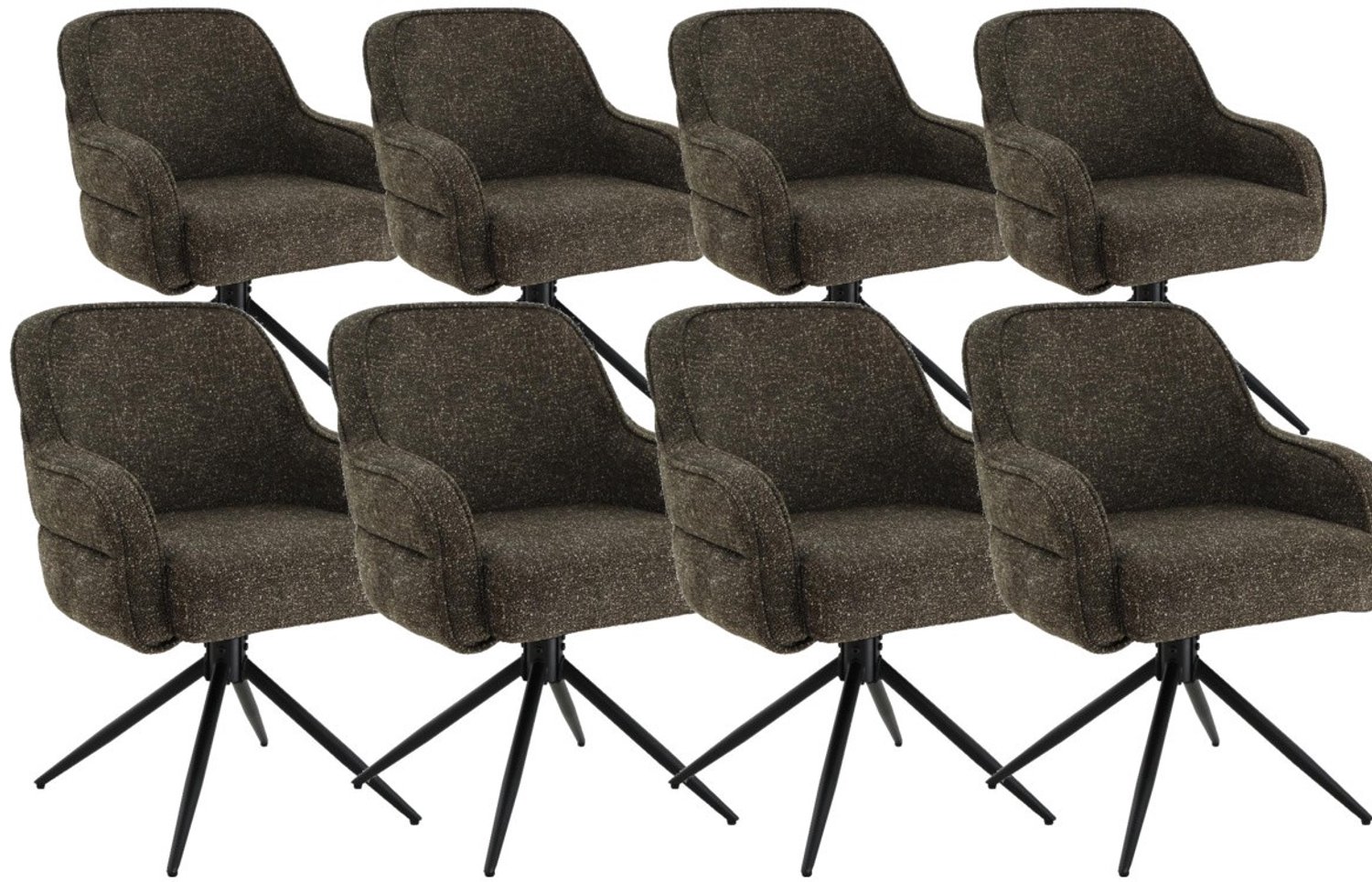 DS4U - - Loisa armstoel met terugdraaifunctie - Set van 8 - Groen - Stof
