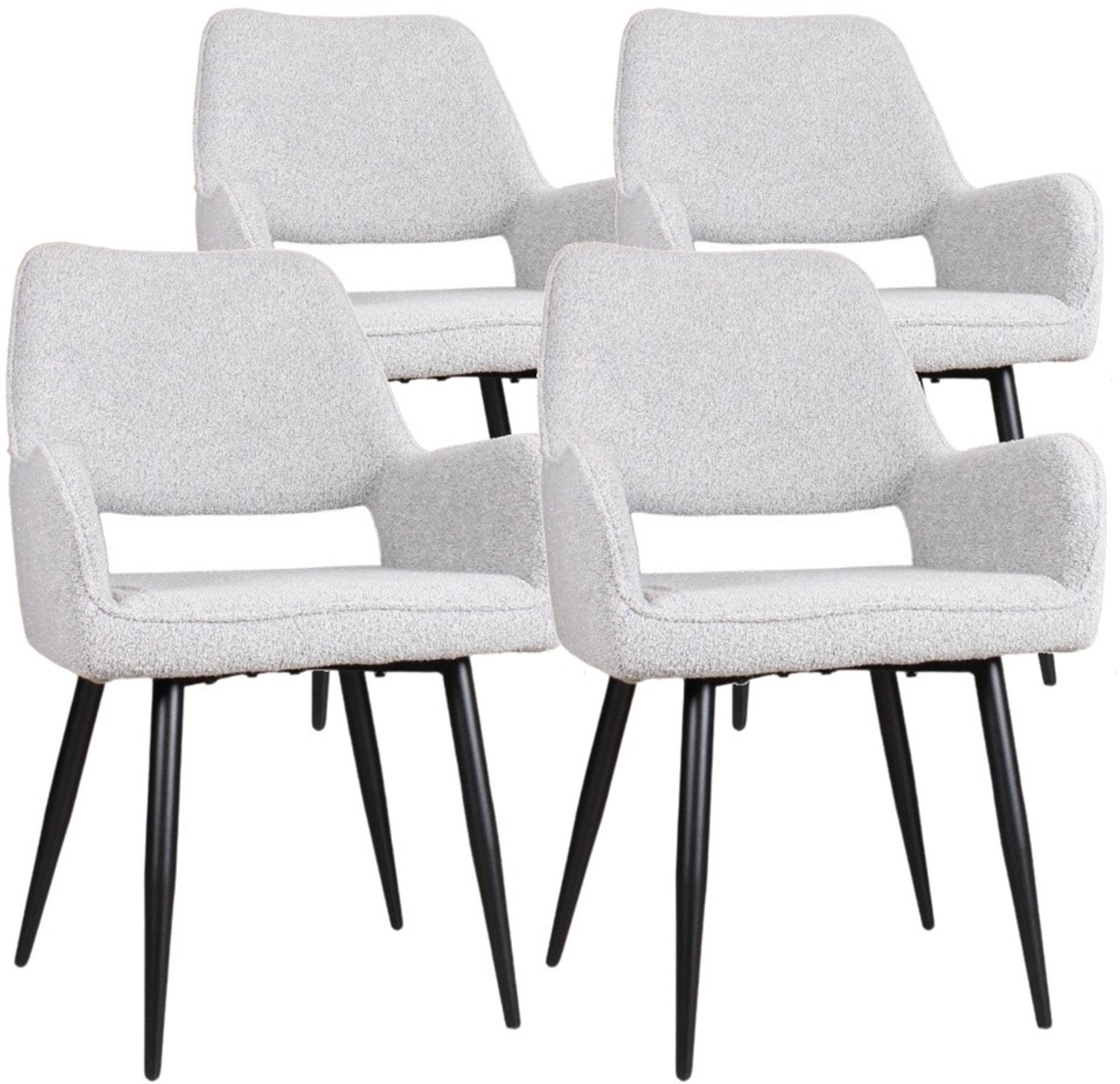 DS4U - - Lenon armstoel - Set van 4 - Grijs - Boucle
