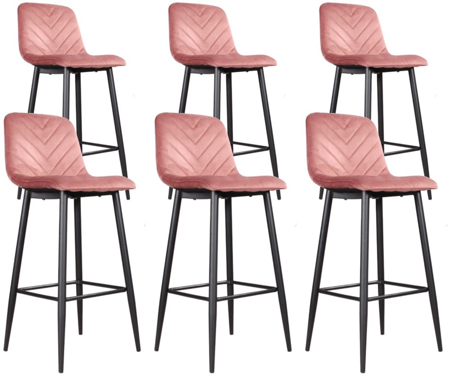 DS4U - - Gaby barkruk 75 cm - Set van 6 - Roze - Velvet