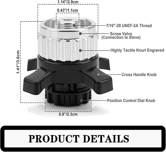 Gascartridge-adapter - bajonetslot naar 7/16 inch schroefdraad - zilverkleurig - ideaal voor Campingaz - ServiceTopper — afbeelding 5