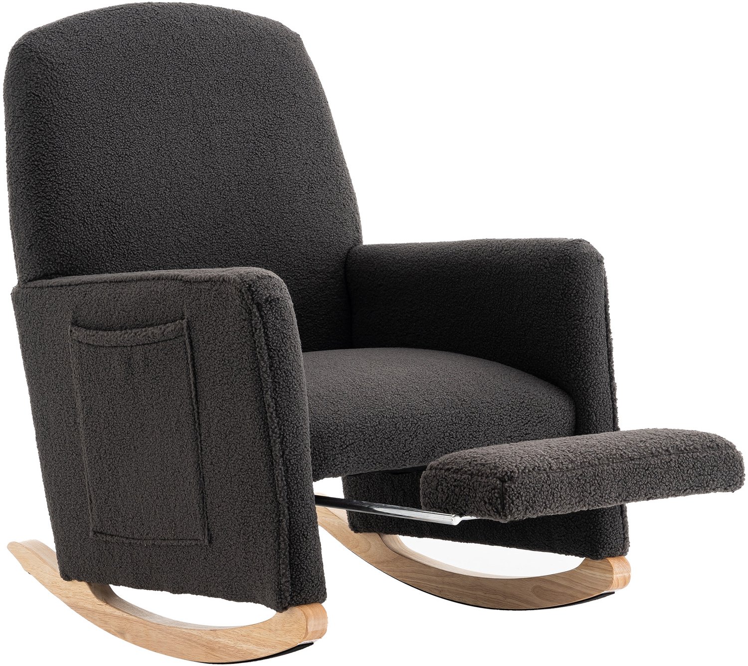 CHICFURN Schommelstoel - Met hocker - Houten onderstel - Donkergrijs