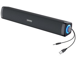 Computerluidsprekers - Stereo soundbar voor desktopcomputers - USB oplaadbaar - Met subwoofer - 6 watt - Geen Bluetooth - Zwart