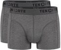 Set van twee grijze Ten Cate shorty's in melange met elastische tailleband en merknaam.