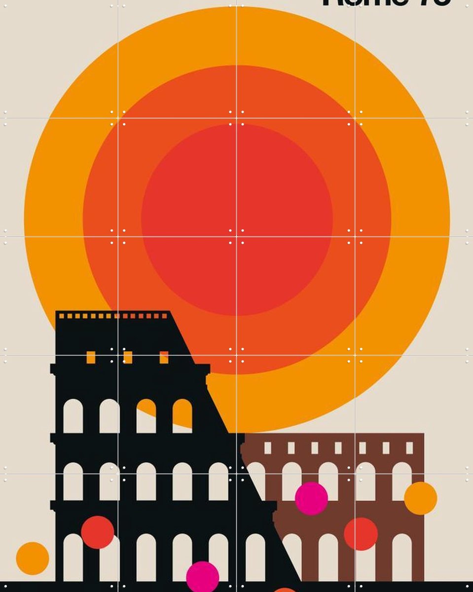 IXXI Rome 73, Bo Lundberg - 80 x 100 cm - Gratis ophangtool - Grote wanddecoratie en posters - Retro, Grafisch Ontwerp, Kleurrijk, Geometrische Kunst